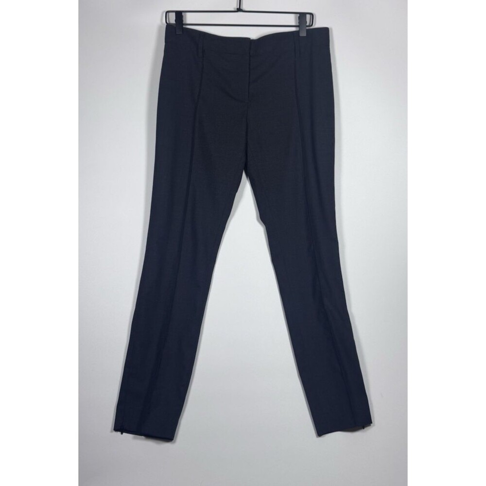 Nili Lotan Wool Pants Womens 6 Gray Front Seam‎ Zip Ankle Stretch Made in NYC